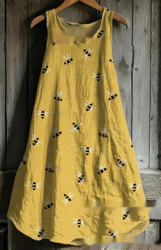 Women's Sleeveless Round Neck 3D Printed Dress