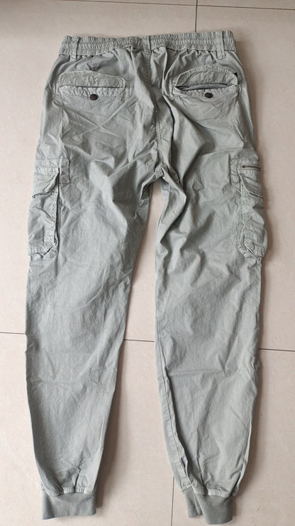 Solid Color Skinny Pants Multi-pocket Men's Working Pants