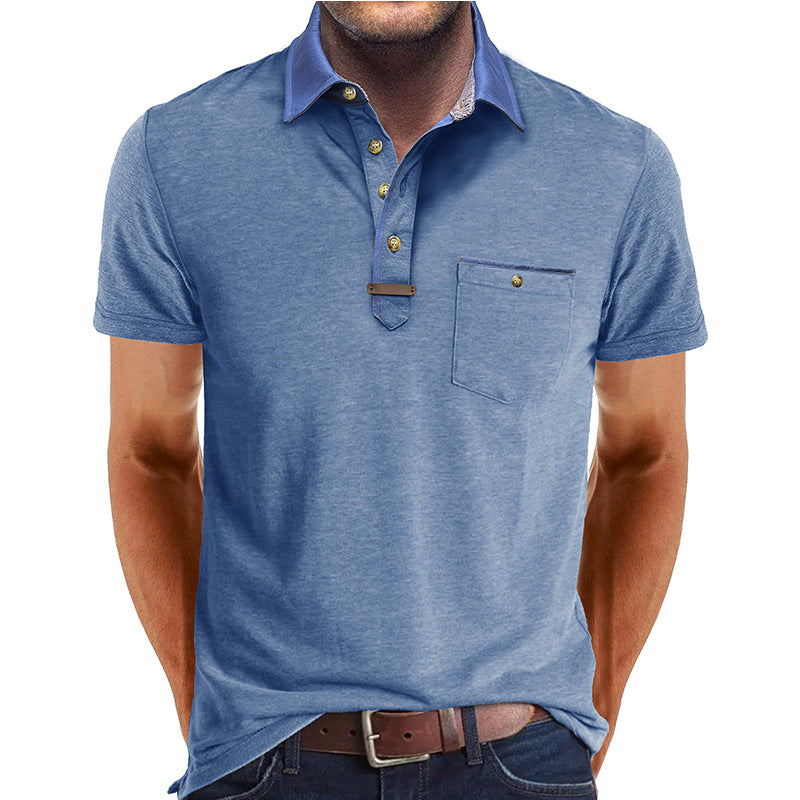 European And American Style Men's Clothing Short Sleeve Lapel T-shirt