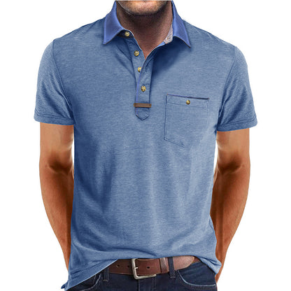 European And American Style Men's Clothing Short Sleeve Lapel T-shirt