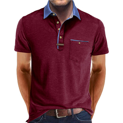 European And American Style Men's Clothing Short Sleeve Lapel T-shirt