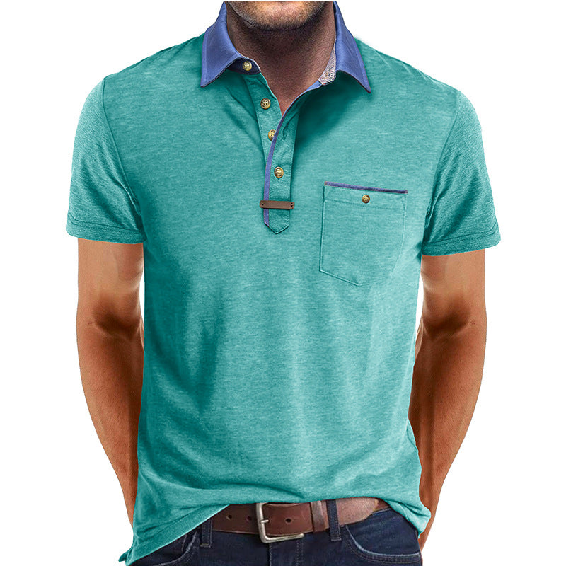 European And American Style Men's Clothing Short Sleeve Lapel T-shirt