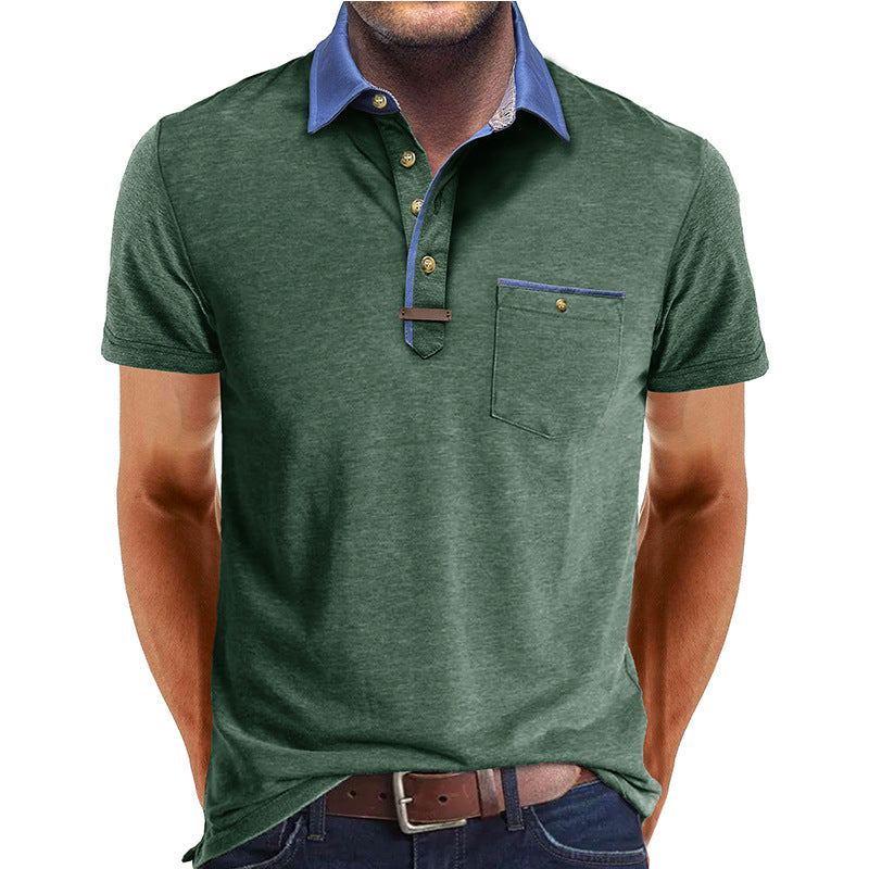 European And American Style Men's Clothing Short Sleeve Lapel T-shirt