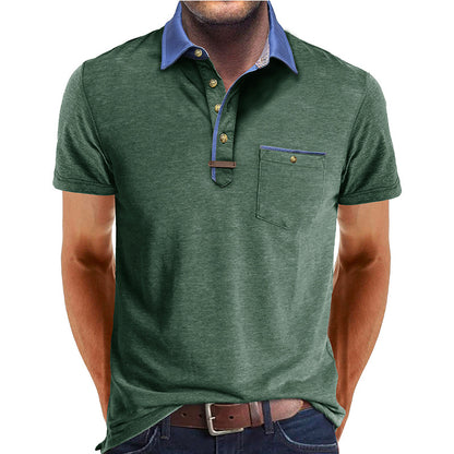 European And American Style Men's Clothing Short Sleeve Lapel T-shirt