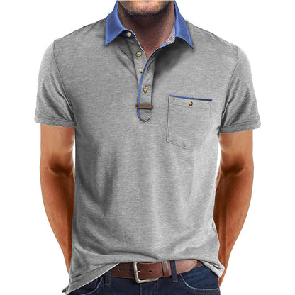 European And American Style Men's Clothing Short Sleeve Lapel T-shirt
