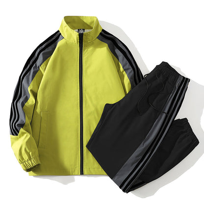 Sports Men's Trendy Handsome Casual Stand Collar Top And Trousers Two-piece Set