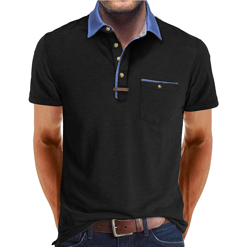 European And American Style Men's Clothing Short Sleeve Lapel T-shirt