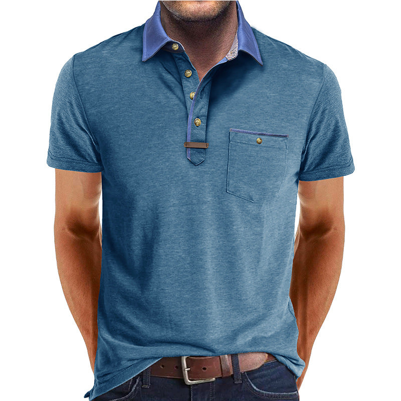 European And American Style Men's Clothing Short Sleeve Lapel T-shirt