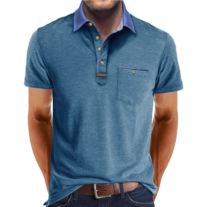 European And American Style Men's Clothing Short Sleeve Lapel T-shirt