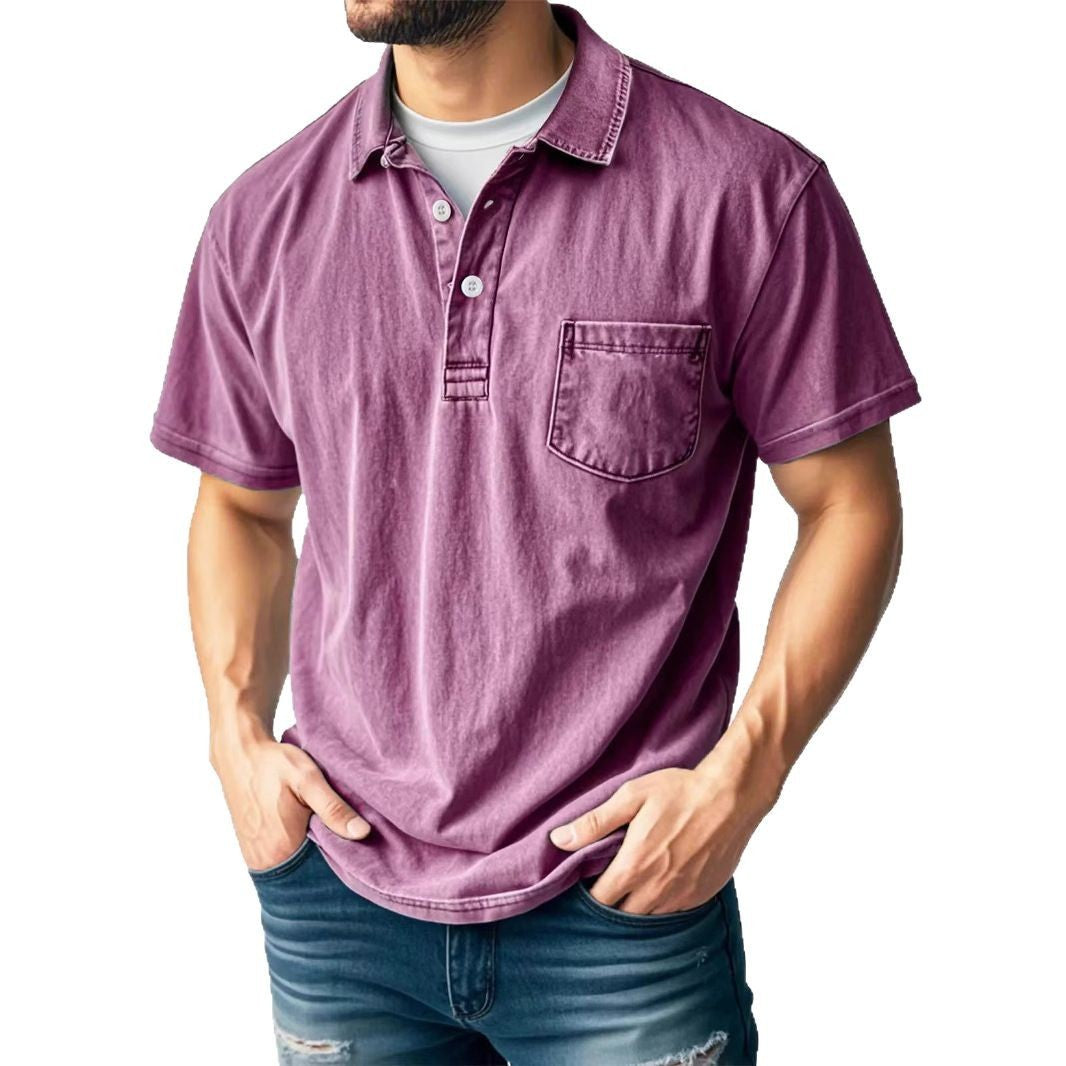 Men's Casual All-matching Short Sleeve Button Lapel Shirt Polo Shirt