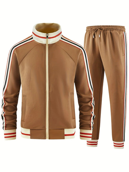 Turtleneck Zipper Cardigan Top Trousers Suit
