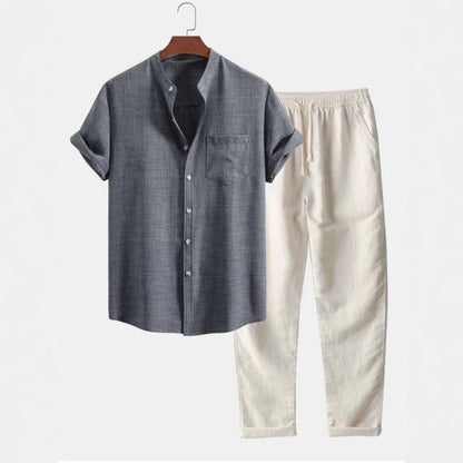 Men's Stand Collar 3D Digital Printing Fashion Slim-fit Short-sleeved Shirt