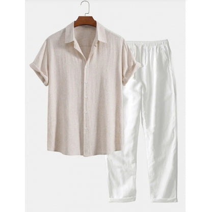 Men's Casual Loose Short Sleeve Shirt Casual Pants Suit